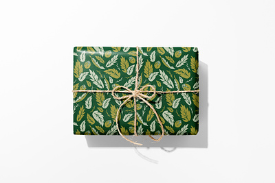 Custom Wrapping Paper: Green Leaf commerce design ecommerce hargisstudio illustration print design print designer product surface pattern design surface pattern designer vector wrapping paper
