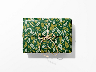 Custom Wrapping Paper: Green Leaf commerce design ecommerce hargisstudio illustration print design print designer product surface pattern design surface pattern designer vector wrapping paper