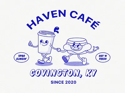Haven Café Illustration brand design branding breakfast character design coffee espresso illustration merchandise retro