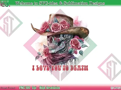Valentine Cowboy Skull Sublimation PNG graphic design
