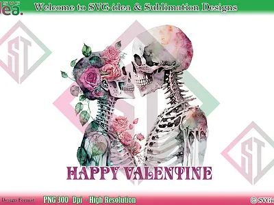 Valentine Skeleton Couple Sublimation graphic design
