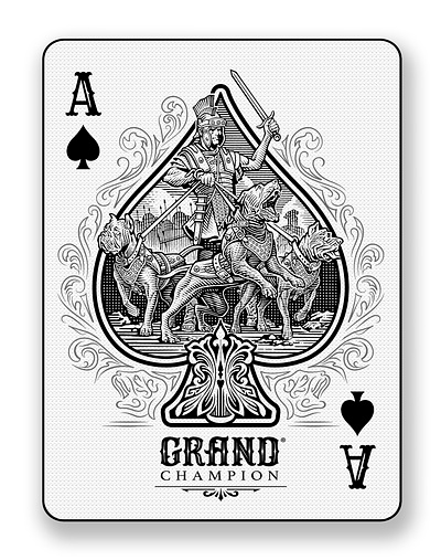 Ace of Spades ace animals dogs kane corso playing card roger xavier roman soldier scratchboard woodcut