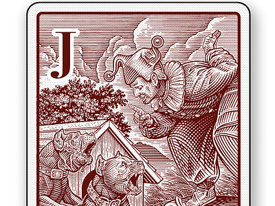 Joker barrel dog house dogs illustration joker playing card roger xavier scratchboard wild card woodcut