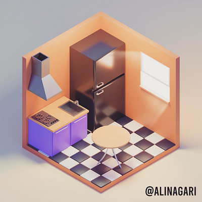 Isometric Kitchen 3d 3d modeling art blender concept design graphic design illustration isometric kitchen