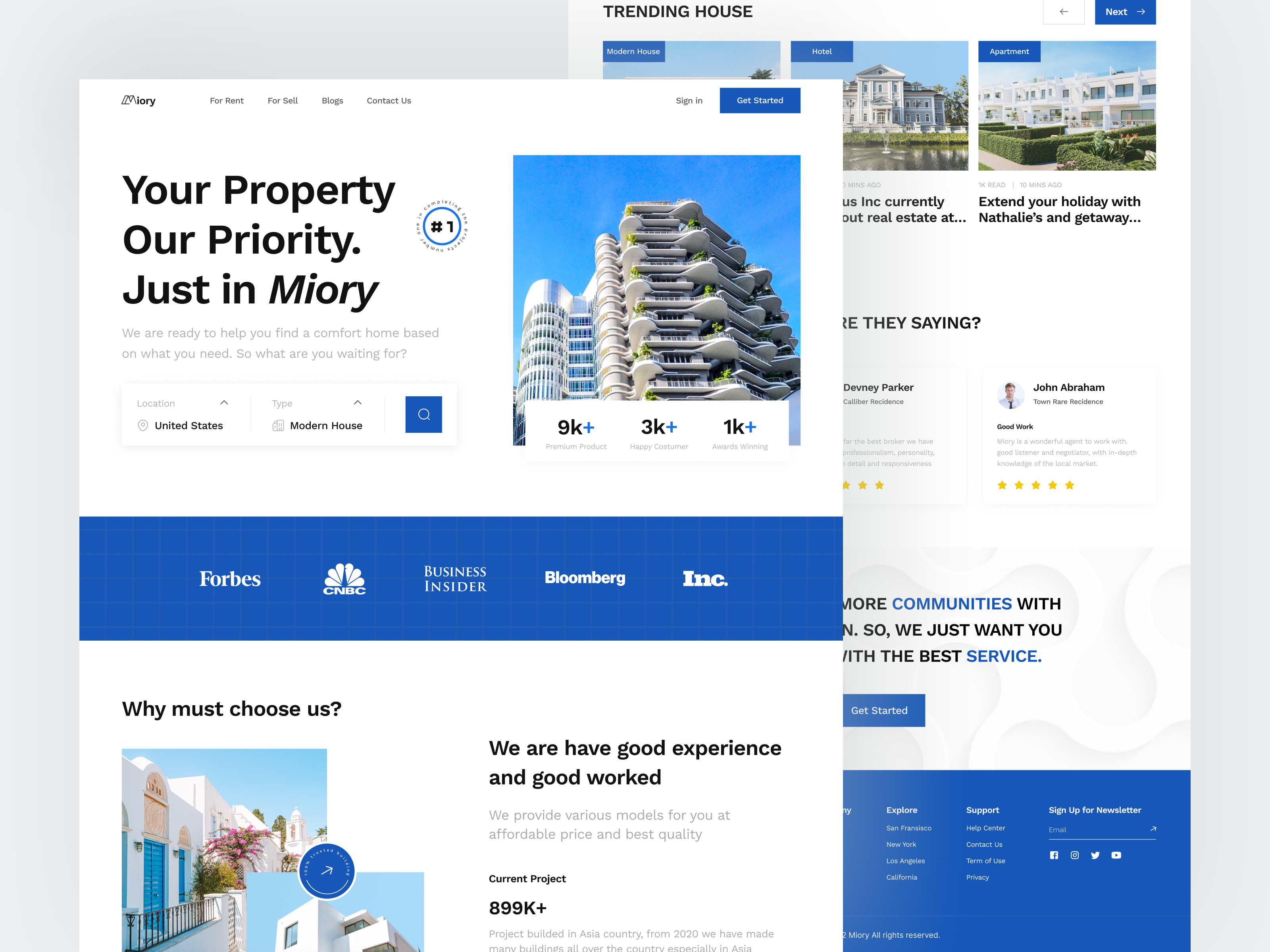 Miory - Real Estate Website apartment architecture building clean home page house landing page landing page design property real estate real estate agency real estate website residence uiux web web design web page website website design website ui