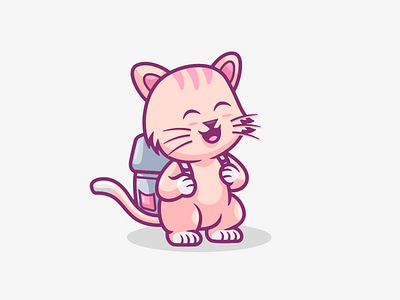 Cute Cat Illustration Cartoon animal cartoon cat character cute design graphic design illustration logo