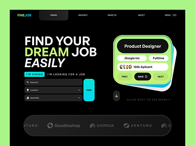 Job Seeker Website Exploration app clean dark mode design employement green hiring hiring platform job job seeker landing page linkedin minimal ui website