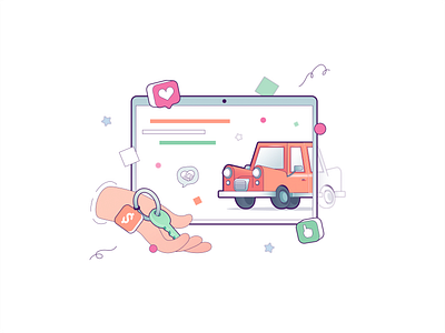 Сar rental 2d character adobe illustrator apps artforapps cartoon cartoon character character design delivery design illustration ui vector