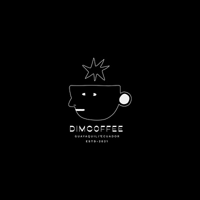 Dim Coffee Logo art brand branding coffee cup design ecuador face graphic design illustration jar logo star type vector