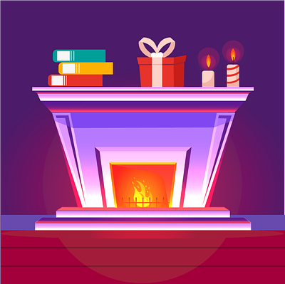 New Year's illustration adobe illustrator books candles christmas color design fireplace graphic design illustration new years new years illustration
