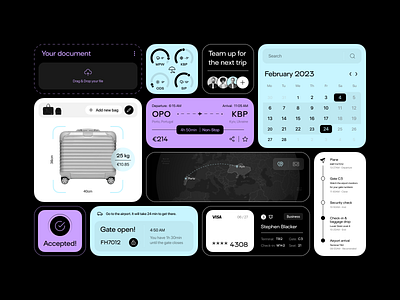 Flight Manager App booking dark theme dashboard flight graphic design interface ios layout logo map saas schedule tourism travel app ui ux visual identity web app widgets