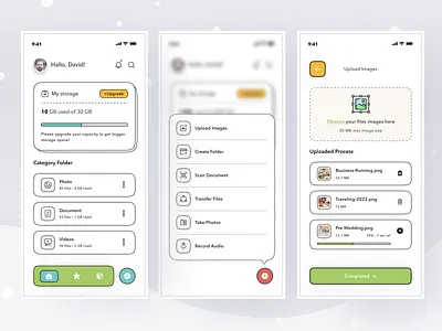 Cloud Storage App app card clean cloud design download drive file ios online process profile save storage ui upload