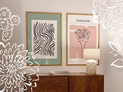 MONOCHROME SPRING clipart creative market flora floral illustration nostalgic retro