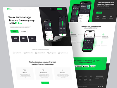 Fuluz - Finance Landing Page benefit card clean cta design feature finance flat footer hero how it works landing page mockup saas social proof ui ui mobile user interface ux