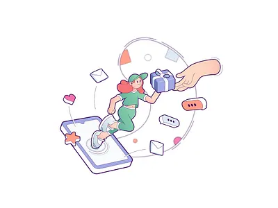 Heroic delivery girl 2d character adobe illustrator app cartoon cartoon character character design delivery design illustration ui vector