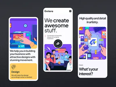 Gintera - Mobile Responsive animation branding branding agency branding design design digital branding figma gintera graphic design illustration landing page minimal mobile responsive mobile version motion design motion graphics ui uiux website