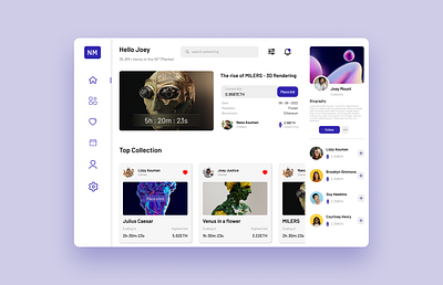 NFT Dashboard dailyui design graphic design nftmarketplace ui uidesign userexperience ux uxinspiration