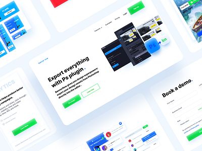 Landing Page Design Components banner button components design home interface landing page shadow ui ux web website white