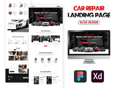 Car Repair landing page design branding business company creative design graphic design illustration logo ui uiux vector web design