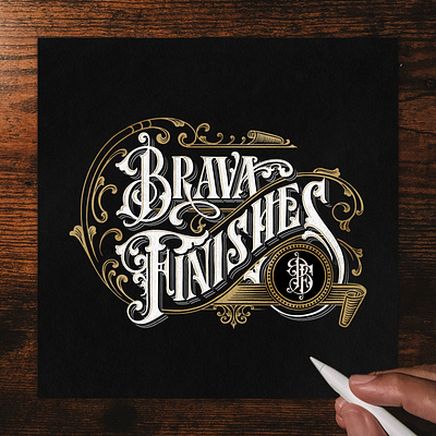 Sketch of Brava Finishes Opt.I branding classic logo graphic design illustration lettering logo monogram monogram logo typography victorian logo vintage vintage logo