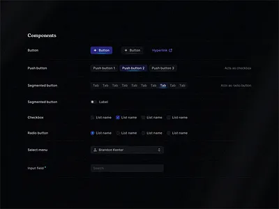 🧪 Noise UI button checkbox components dark mode design system gradients input interactive components interactive design noise push button radio button select menu toggle ui design ux design