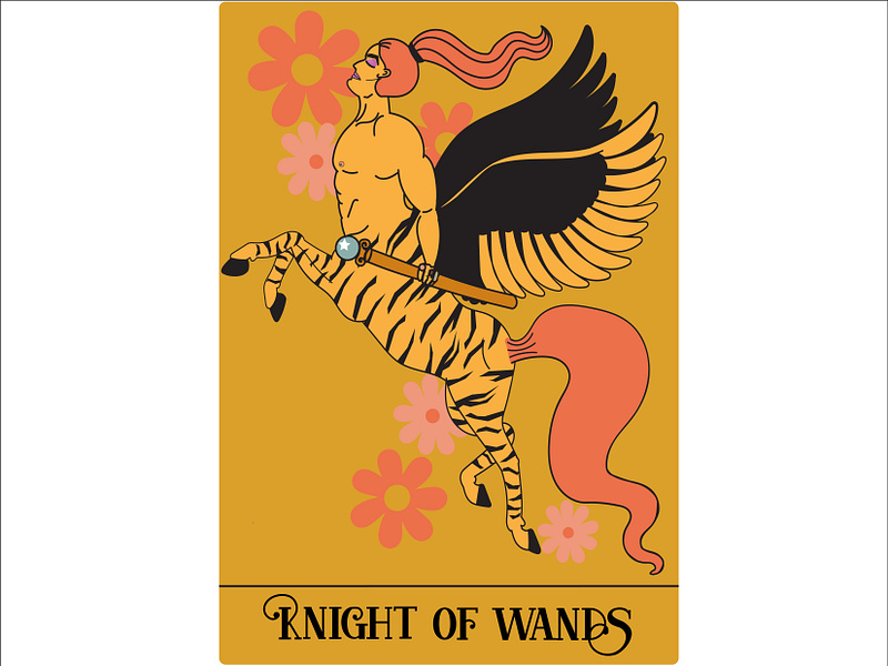 Knight Of Wands 70s design graphic design illustration tarot tarot deck