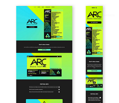 Arc Music Festival Website colorful design festival website music