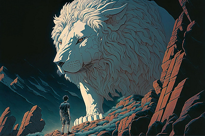 White Lion 4 ai anime art color concept design digital gradient illustration light midjourney minimal painting photoshop simple
