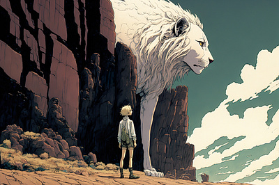 White Lion 1 ai anime art color concept design digital gradient illustration light midjourney minimal painting photoshop simple