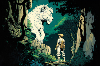 White Lion 2 ai anime art color concept design digital gradient illustration light midjourney minimal painting photoshop simple