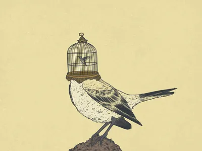 Caged art bird design digital art drawing illustration photoshop