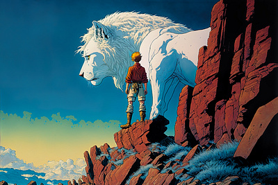White Lion 6 ai anime art color concept design digital gradient illustration light midjourney minimal painting photoshop simple
