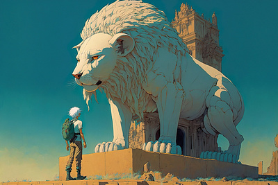 White Lion 7 ai anime art color concept design digital gradient illustration light midjourney minimal painting photoshop simple