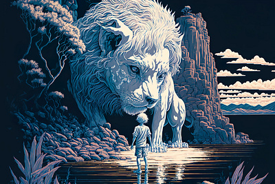 White Lion 3 ai anime art color concept design digital gradient illustration light midjourney minimal painting photoshop simple