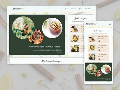 Exploration - Honey and lemon 🍯🍋 bees green honey lemon recipe ui website