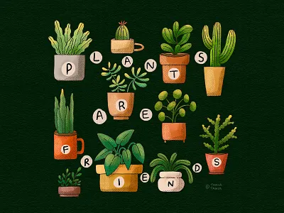 Plants cacti cactus friends garden gardening green green thumb illustration illustrator indor mug nature pilea plant plants pots potted succulent tropical ui