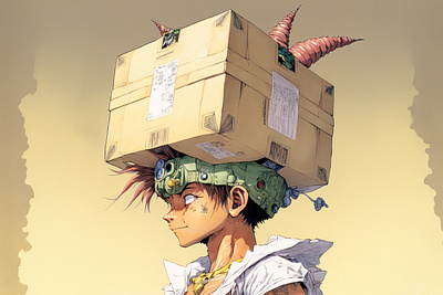 Boxdude 6 ai anime art color concept design digital gradient illustration light midjourney minimal painting photoshop simple