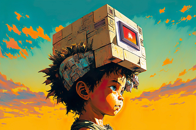 Boxdude 3 ai anime art color concept design digital gradient illustration light midjourney minimal painting photoshop simple