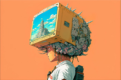 Boxdude 2 ai anime art color concept design digital gradient illustration light midjourney minimal painting photoshop simple