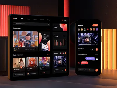 Cinely :: Animation Dashboard animation app appletv baner chat dark dashboard film homepage minimal mobile mobile ui movie movie animation netflix player responsive streaming ui youtube