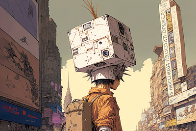 Boxdude 4 ai anime art color concept design digital gradient illustration light midjourney minimal painting photoshop simple