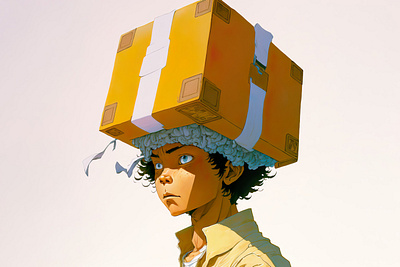Boxdude 5 ai anime art color concept design digital gradient illustration light midjourney minimal painting photoshop simple