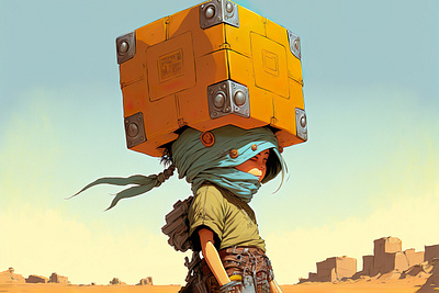 Boxdude 7 ai anime art color concept design digital gradient illustration light midjourney minimal painting photoshop simple