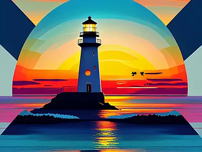vector art - lighthouse branding design flat illustration flat vector illustration logo ui ux vector vector art
