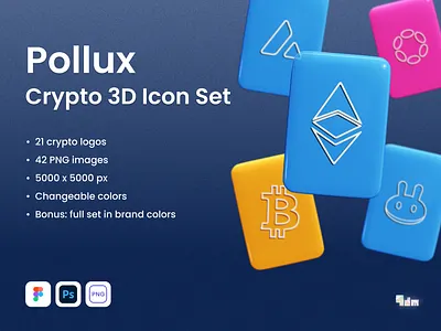Pollux | Crypto 3D Icon Set 3d b3d branding crypto cryptocurrency design digital art figma icon illustration logo