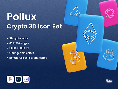 Pollux | Crypto 3D Icon Set 3d b3d branding crypto cryptocurrency design digital art figma icon illustration logo