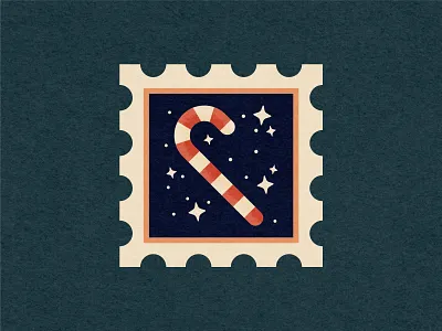 Christmas Stamps: Candy Cane candy candy cane christmas december flat illustration peppermint stamp stamps texture vector vintage winter xmas