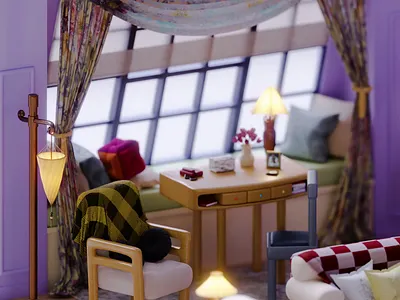 Monica's Apartment | Friends 3d animation b3d digital art fanart friends friends tv show illustration isometric