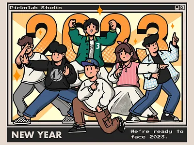 Early 2023 poses art branding cartoon characters comic design flat flat illustration illustration new year poses procreate ready ready poses
