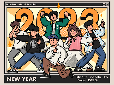 Early 2023 poses art branding cartoon characters comic design flat flat illustration illustration new year poses procreate ready ready poses